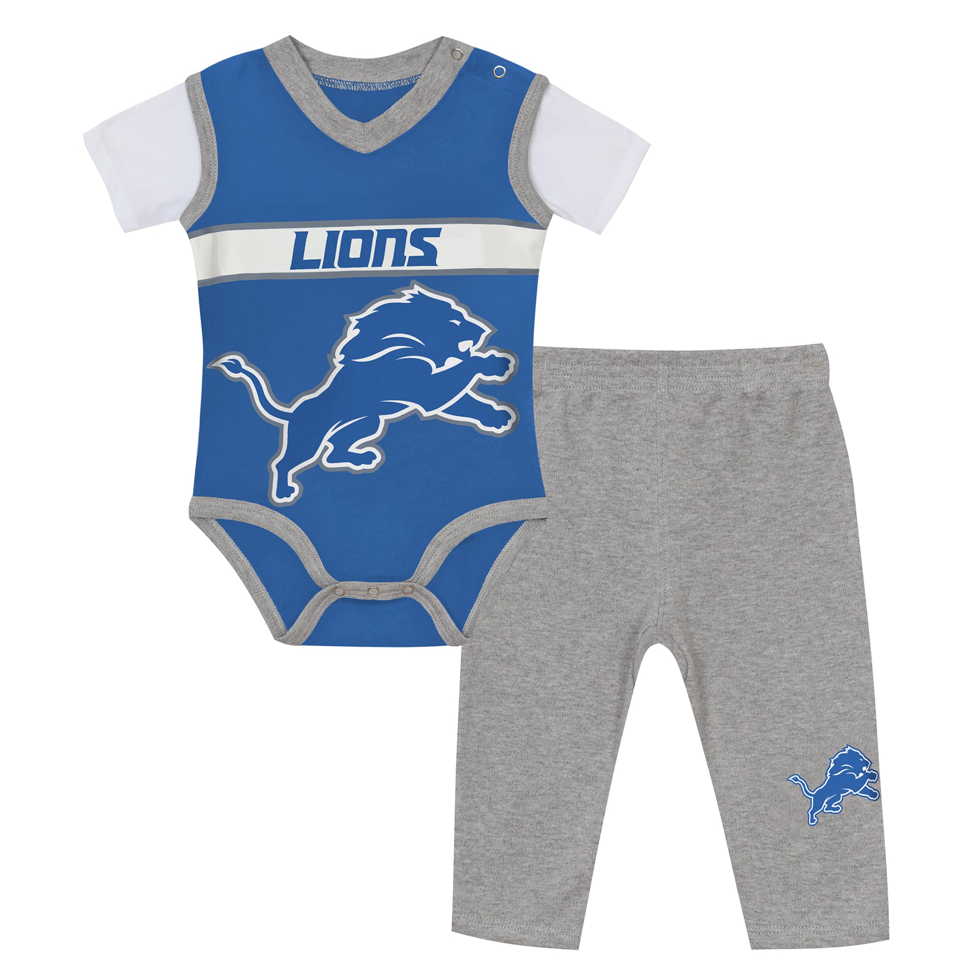 Ensemble body et pantalon deux pièces en jersey bleu/gris chiné Detroit Lions pour bébé Outerstuff